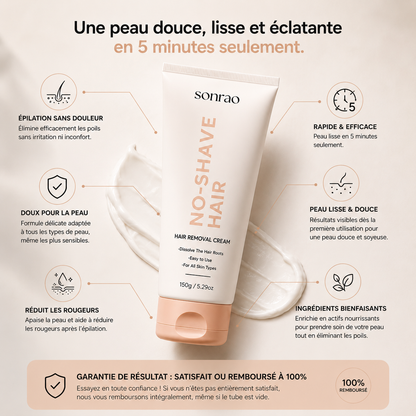 Crème dépilatoire Sonrao No-Shave Hair, résultat peau douce sans rasoir